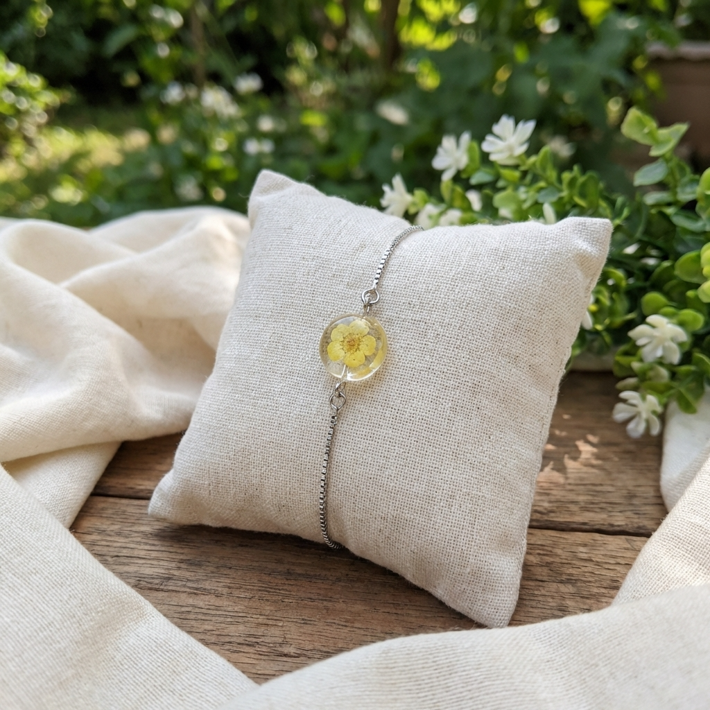 Yellow Spiraea Platinum Plated Adjustable Bracelet | Love