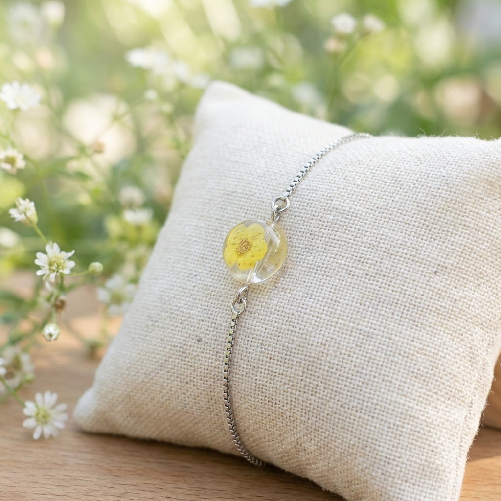 Yellow Spiraea Platinum Plated Adjustable Bracelet | Love