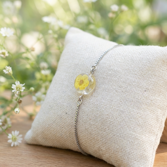 Yellow Spiraea Platinum Plated Adjustable Bracelet | Love