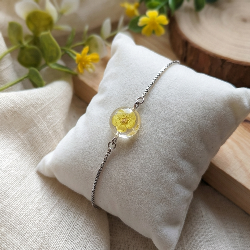 Yellow Spiraea Platinum Plated Adjustable Bracelet | Love