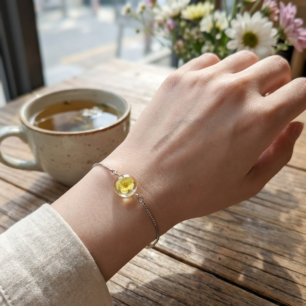 Yellow Spiraea Platinum Plated Adjustable Bracelet | Love