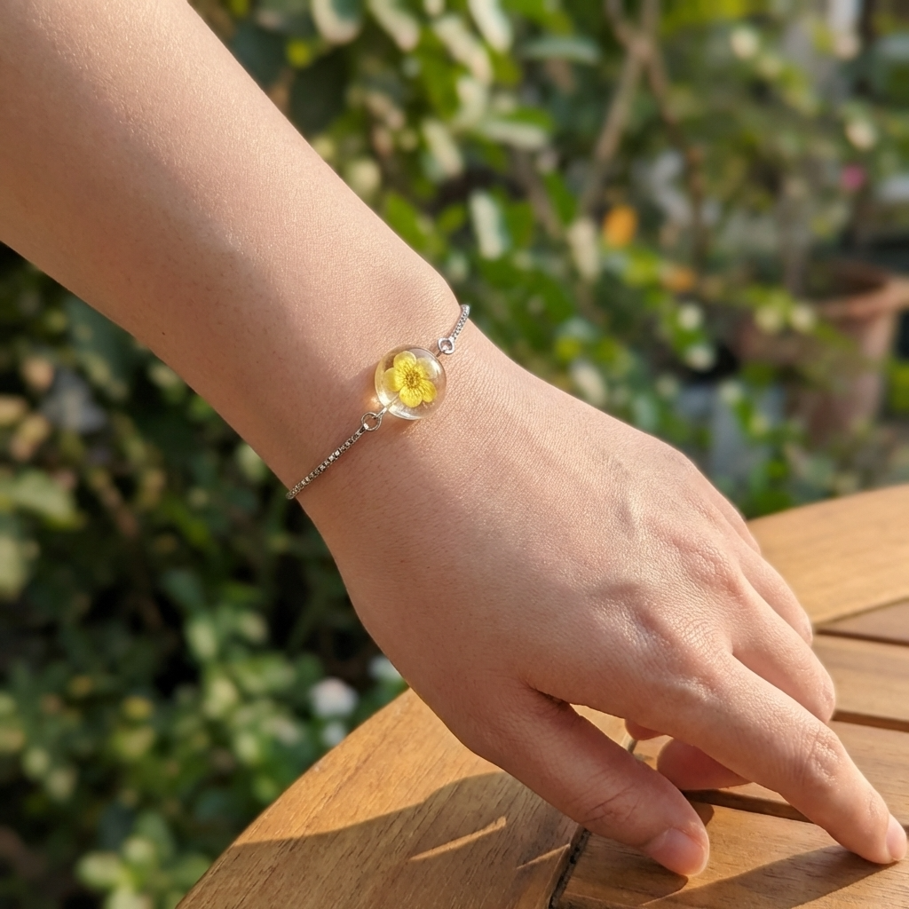 Yellow Spiraea Platinum Plated Adjustable Bracelet | Love