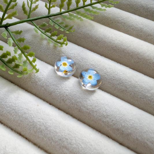Love & Faith | Bright Forget Me Not Dome Stud Earrings | Gold Plated Sterling Silver