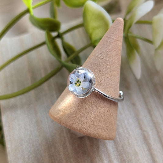 Platinum Plated Light Forget Me Not Ring – Love & Faith | Work by Nature