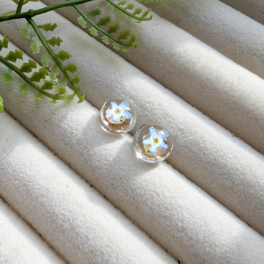 Love & Faith | Light Forget Me Not Dome Stud Earrings | Gold Plated Sterling Silver