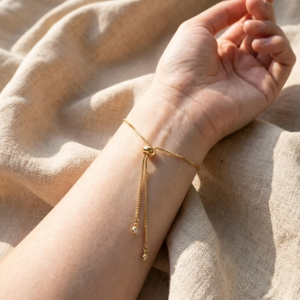 Bright Blue Sky Gold Plated Adjustable Bracelet | Cloud Jewellery