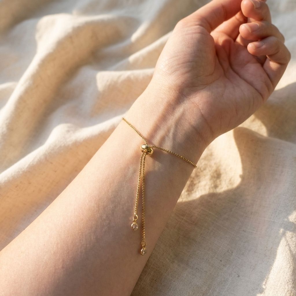 Red Spiraea Gold Plated Adjustable Bracelet | New Beginnings