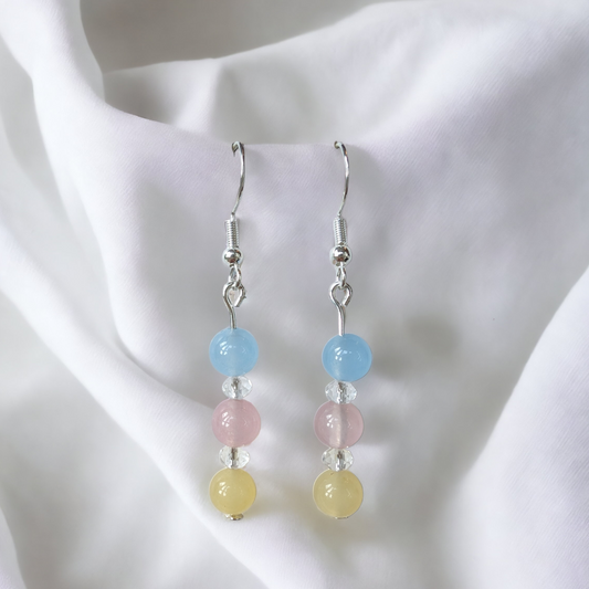 Cute Morgan Stone & Clear Crystal Glass Drop Earrings