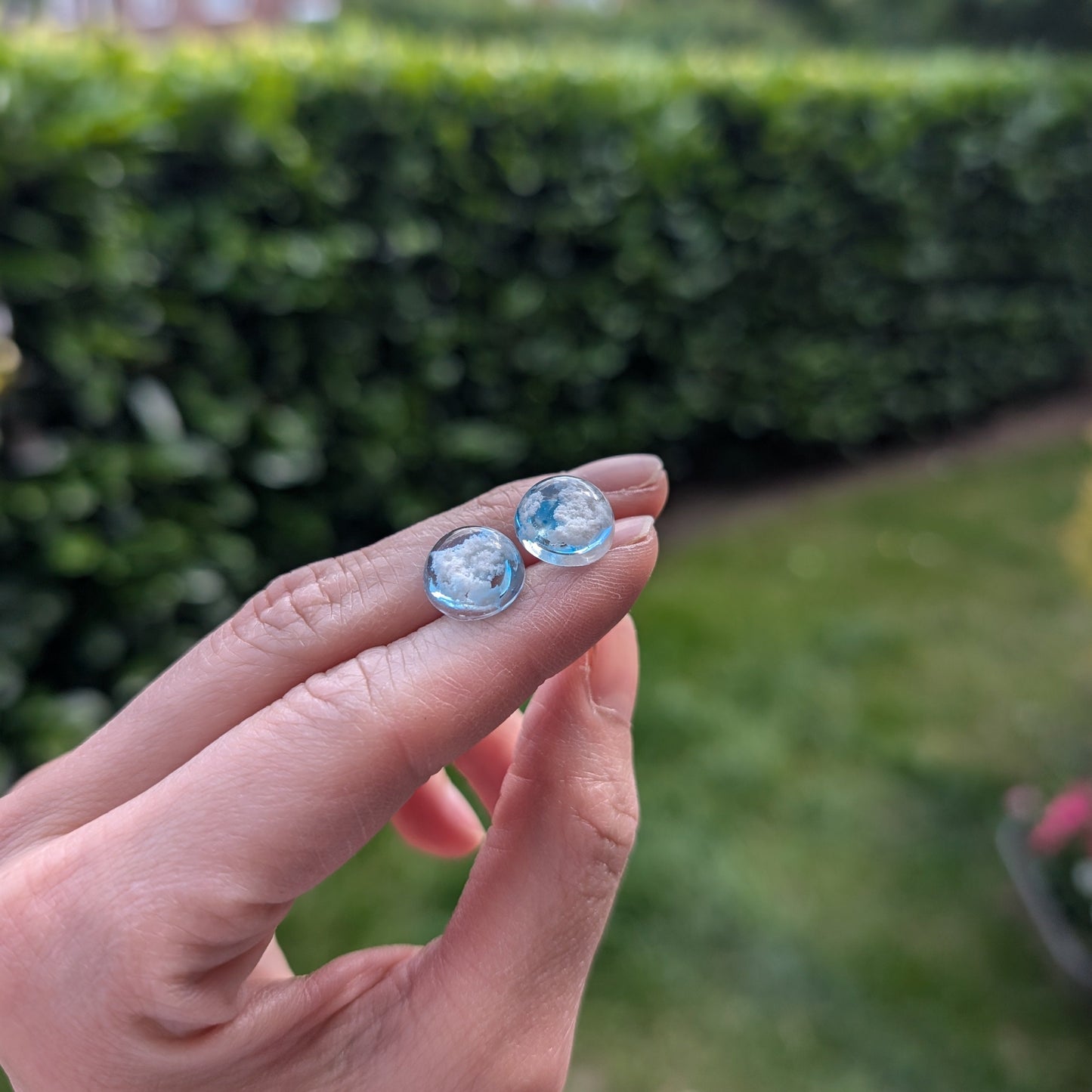 Everyday Blue Sky Cloud Stud Earrings - Silver Post