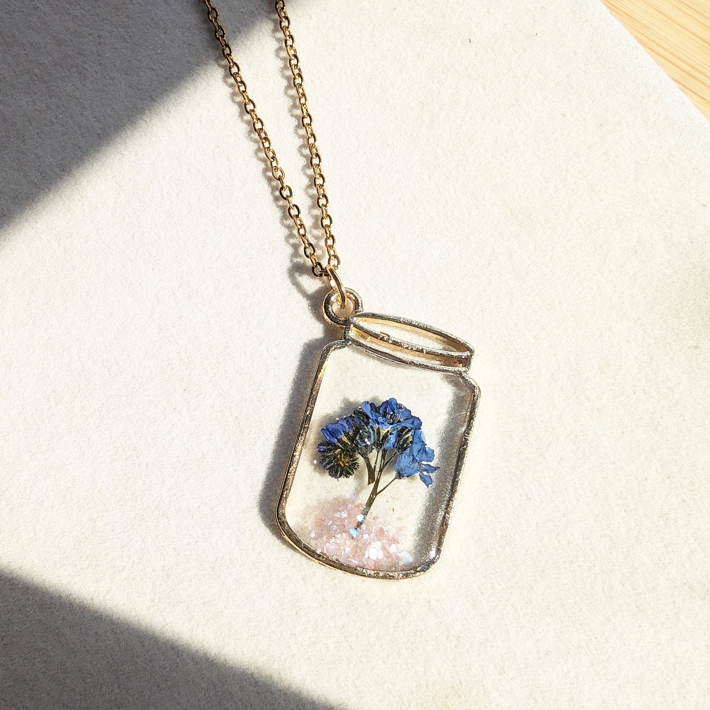 Forget-me-not Gold Plated Flask Charm Necklace