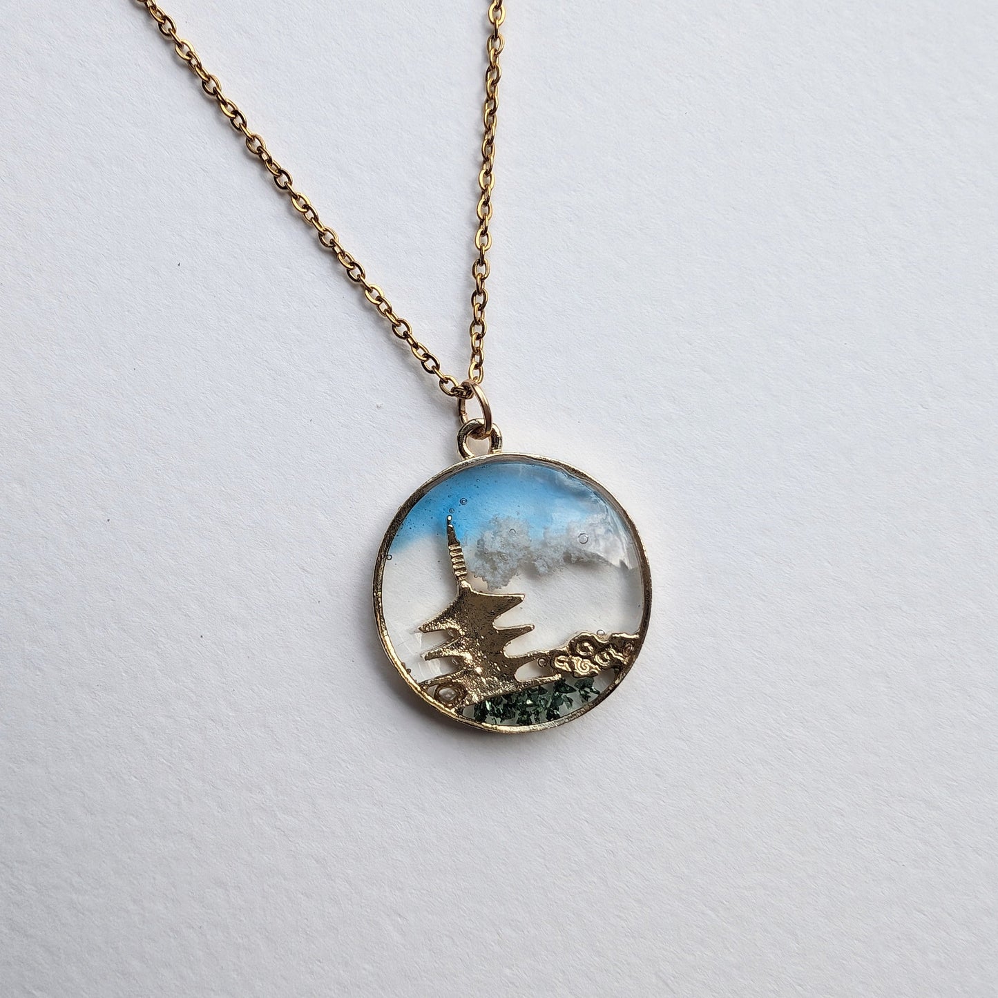 The Memory of Blue Sky and the Kyoto Shrine Necklace - Ethereal Nature Pendant