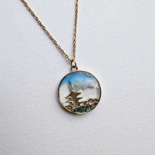 The Memory of Blue Sky and the Kyoto Shrine Necklace - Ethereal Nature Pendant