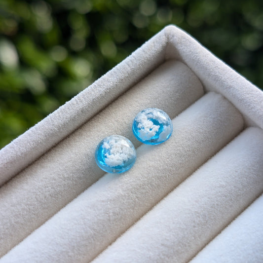 Everyday Blue Sky Cloud Stud Earrings - Silver Post