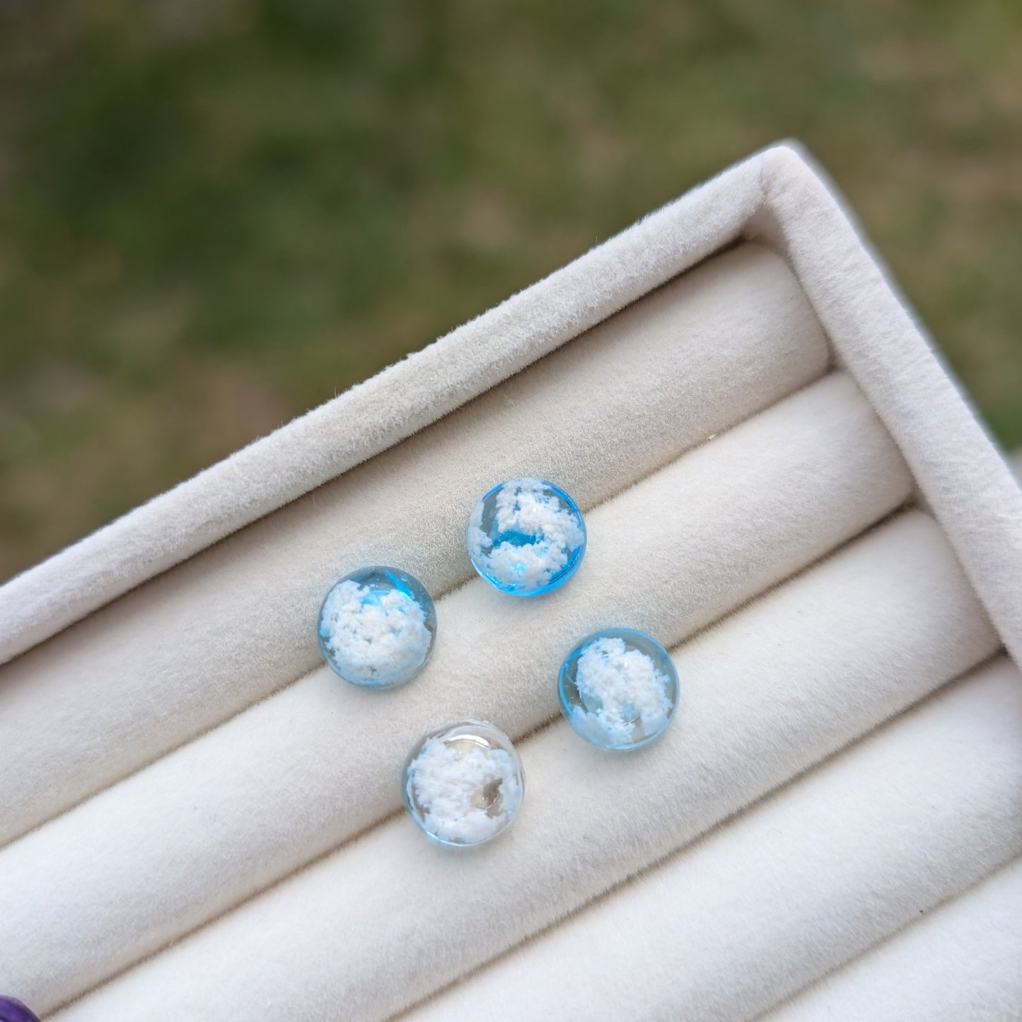 Everyday Blue Sky Cloud Stud Earrings - Silver Post