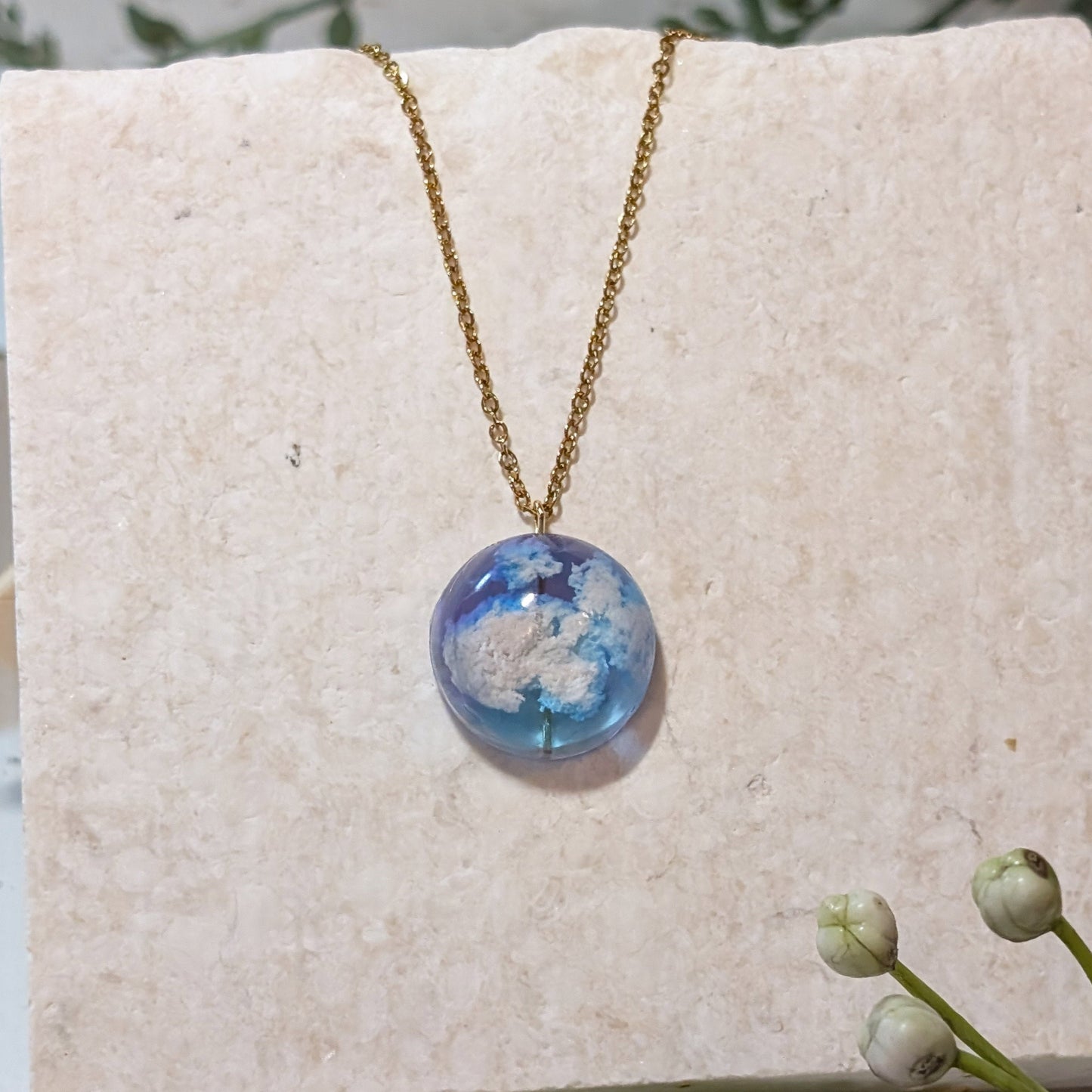 20mm Blue & Purple Sky Necklace | Delicate Handmade Cloud Jewellery