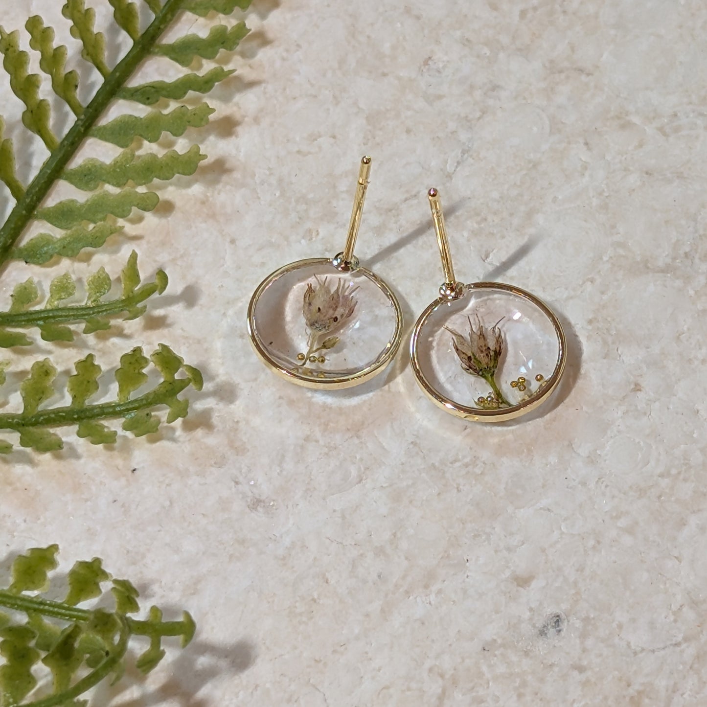 Delicate Small Sedum Earrings | Real Flower Jewellery with Gold Plating