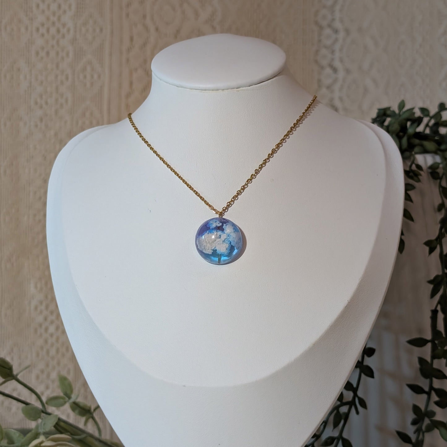 20mm Blue & Purple Sky Necklace | Delicate Handmade Cloud Jewellery