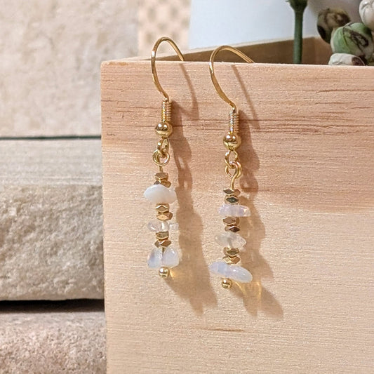 Opal Irregular Stacked Earrings | Unique Gemstone Earrings for Creativity & Inspiration