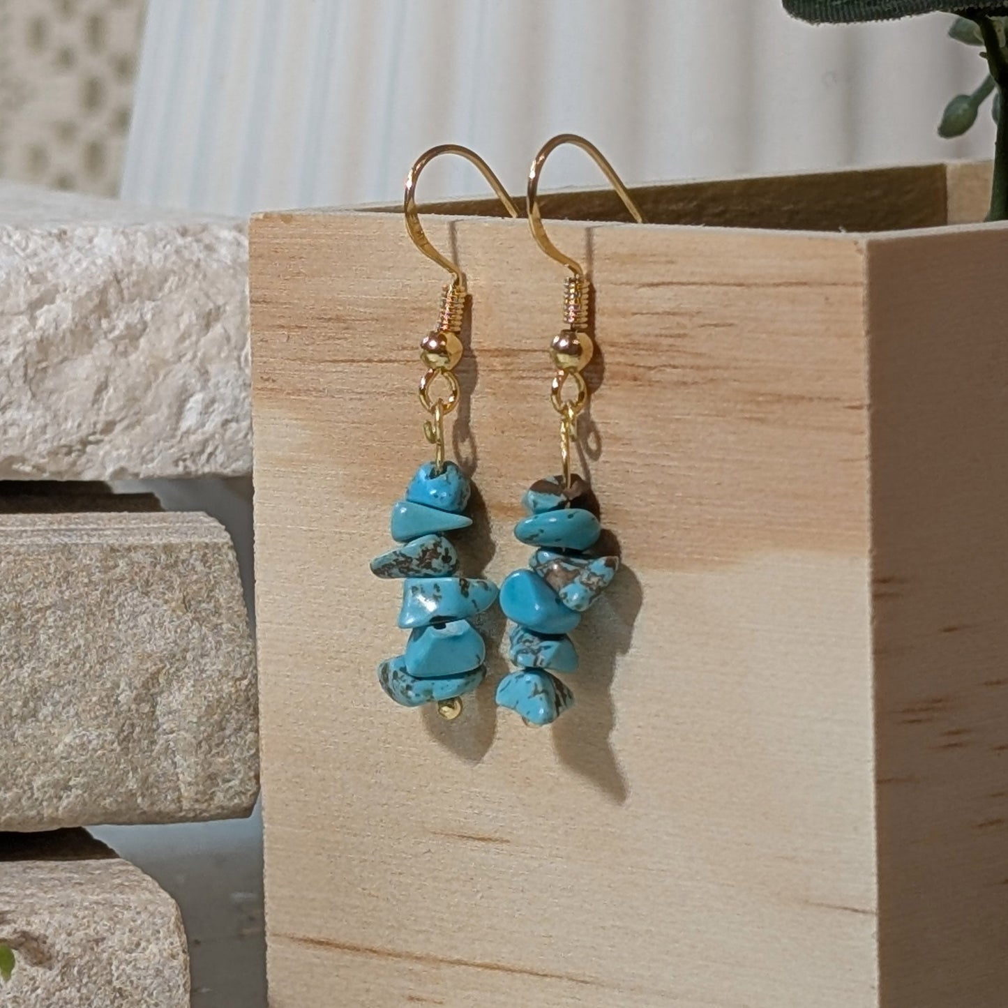 Irregular Turquoise Earrings | Unique Gemstone Earrings for Balance & Protection