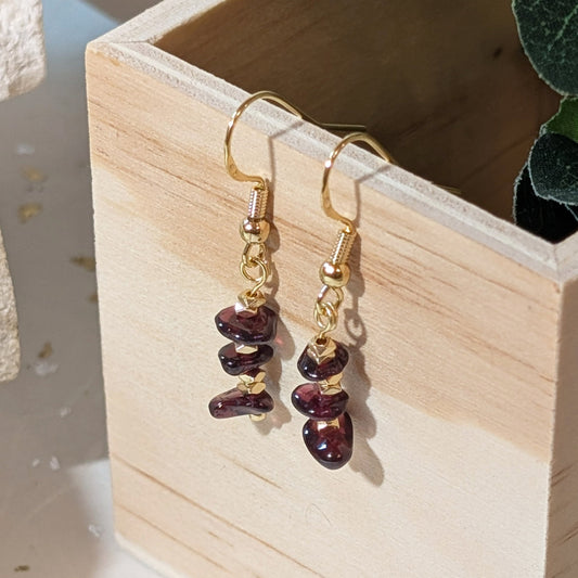 Garnet Gemstone Earrings | Classic Burgundy Red Earrings for Timeless Elegance