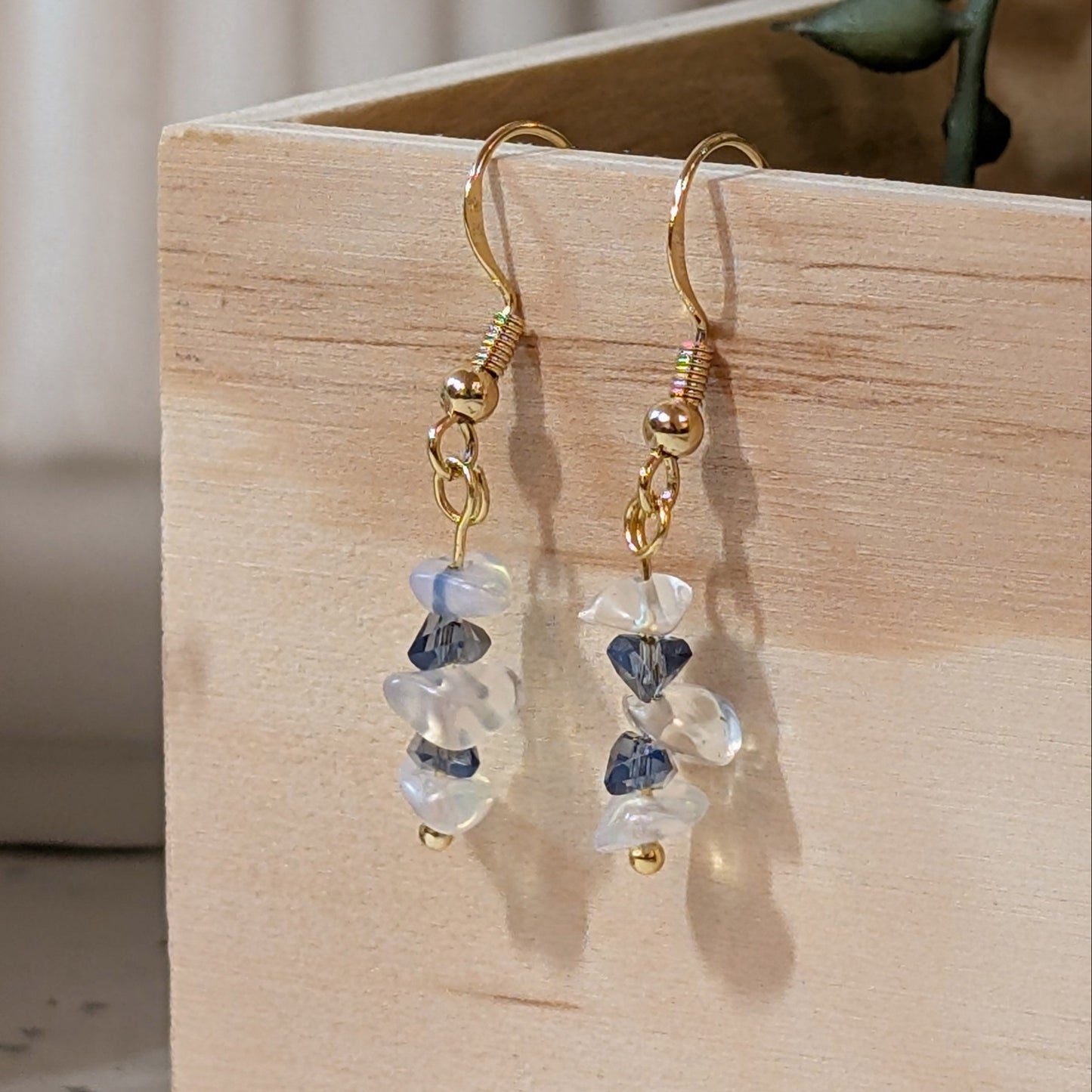 Opal & Irregular Blue Glass Earrings | Unique Gemstone Earrings for Inspiration & Style