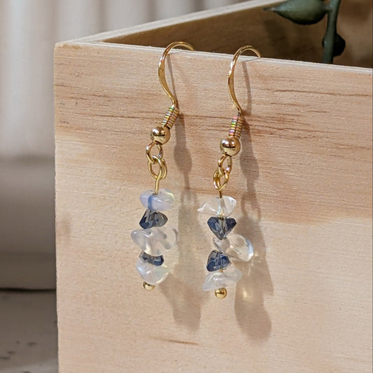 Opal & Irregular Blue Glass Earrings | Unique Gemstone Earrings for Inspiration & Style