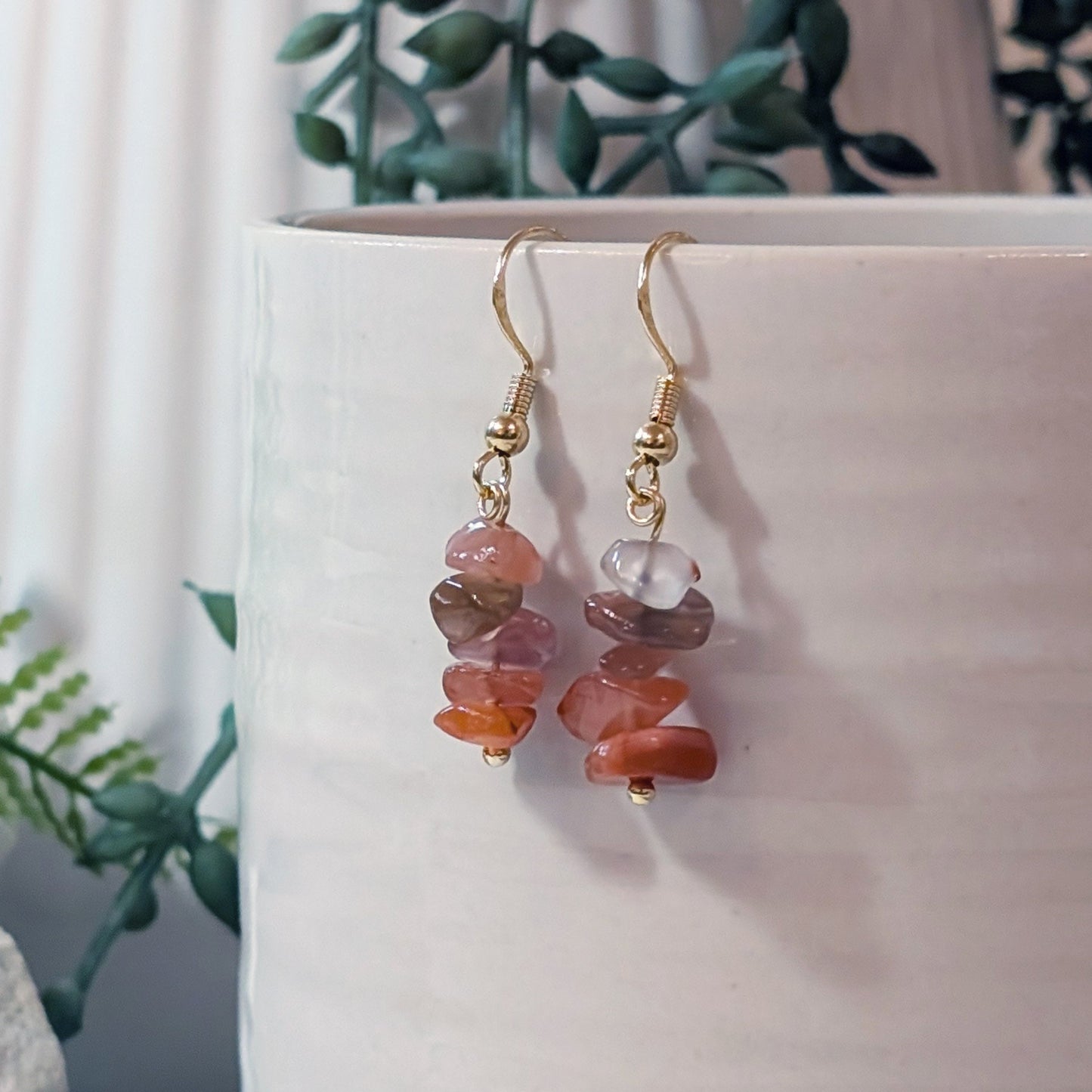 Carnelian Drop Earrings | Handmade Red Gemstone Earrings for Confidence & Creativity