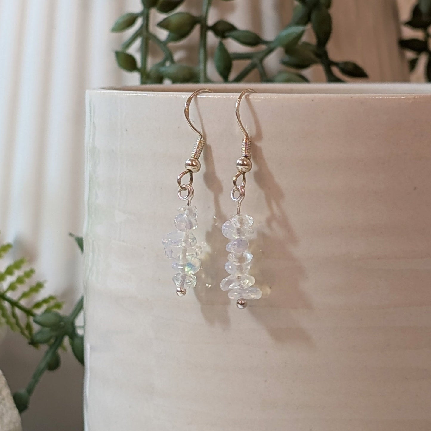 Irregular Clear Quartz Drop Earrings | Handmade Gemstone Earrings for Clarity & Healing