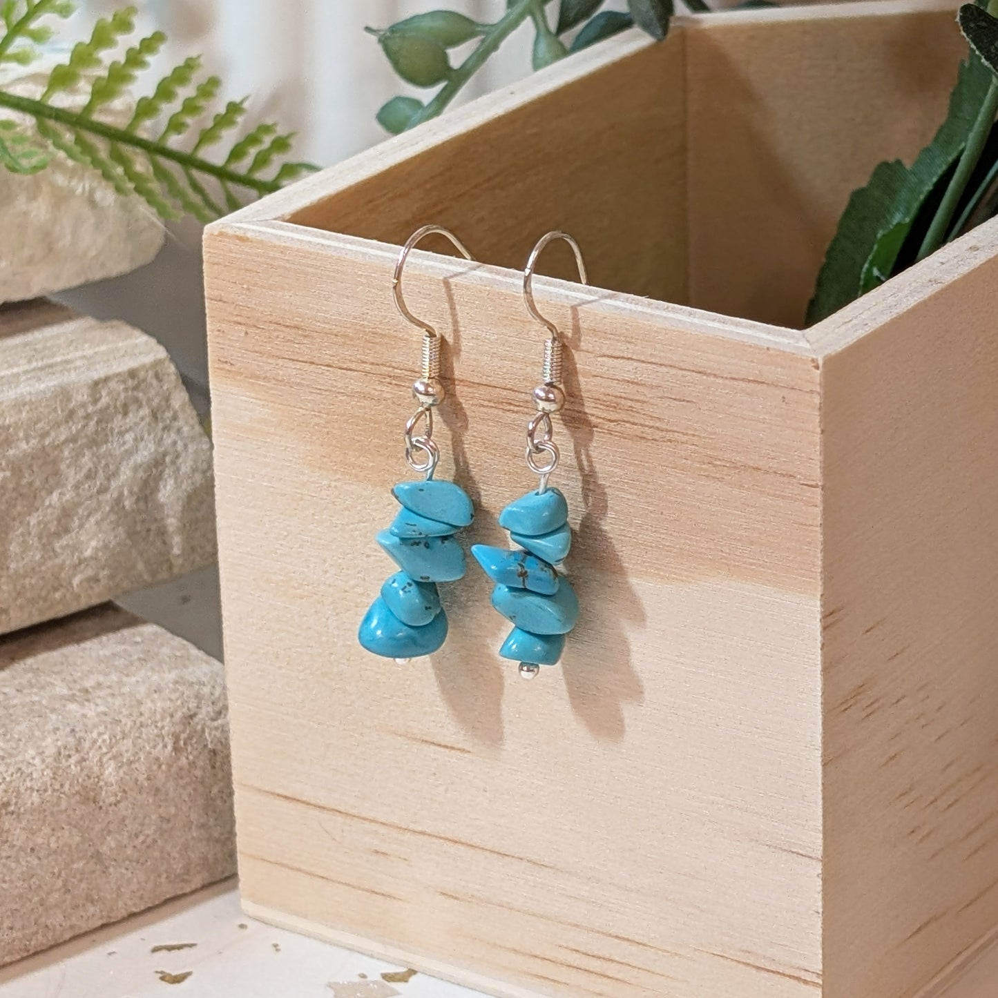 Irregular Turquoise Earrings | Unique Gemstone Earrings for Balance & Protection