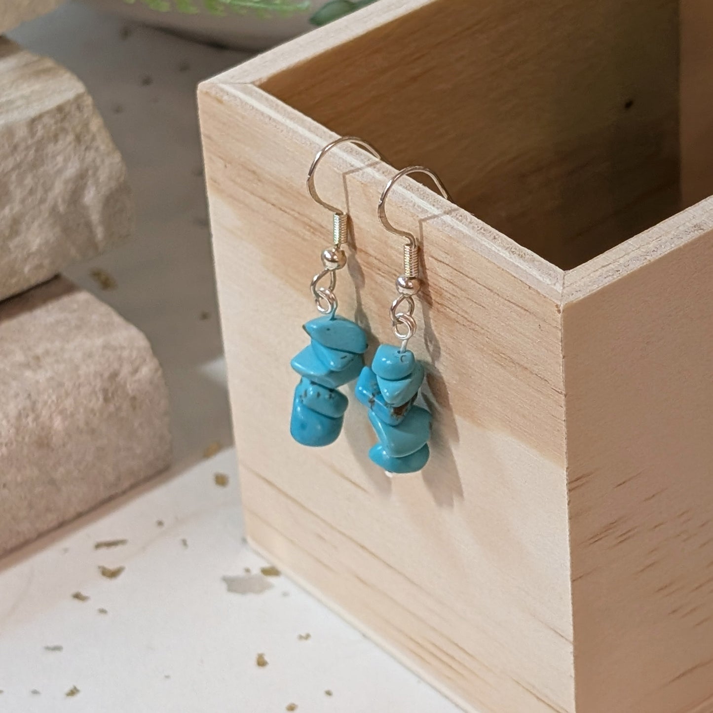 Irregular Turquoise Earrings | Unique Gemstone Earrings for Balance & Protection