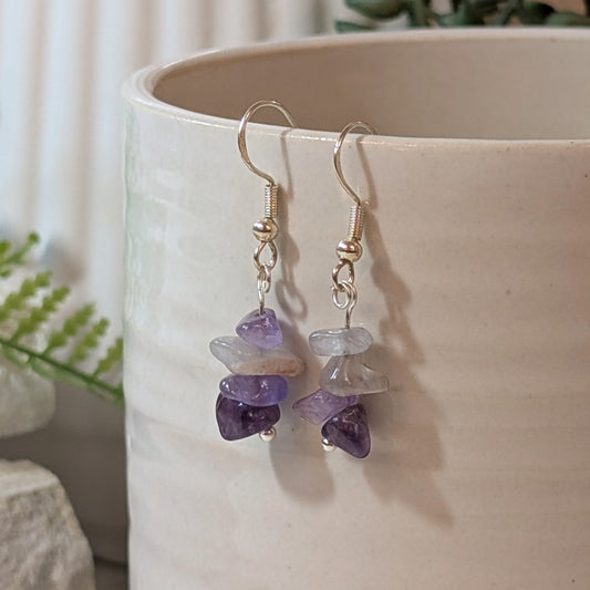 Irregular Amethyst Drop Earrings | Unique Handmade Crystal Earrings for Women