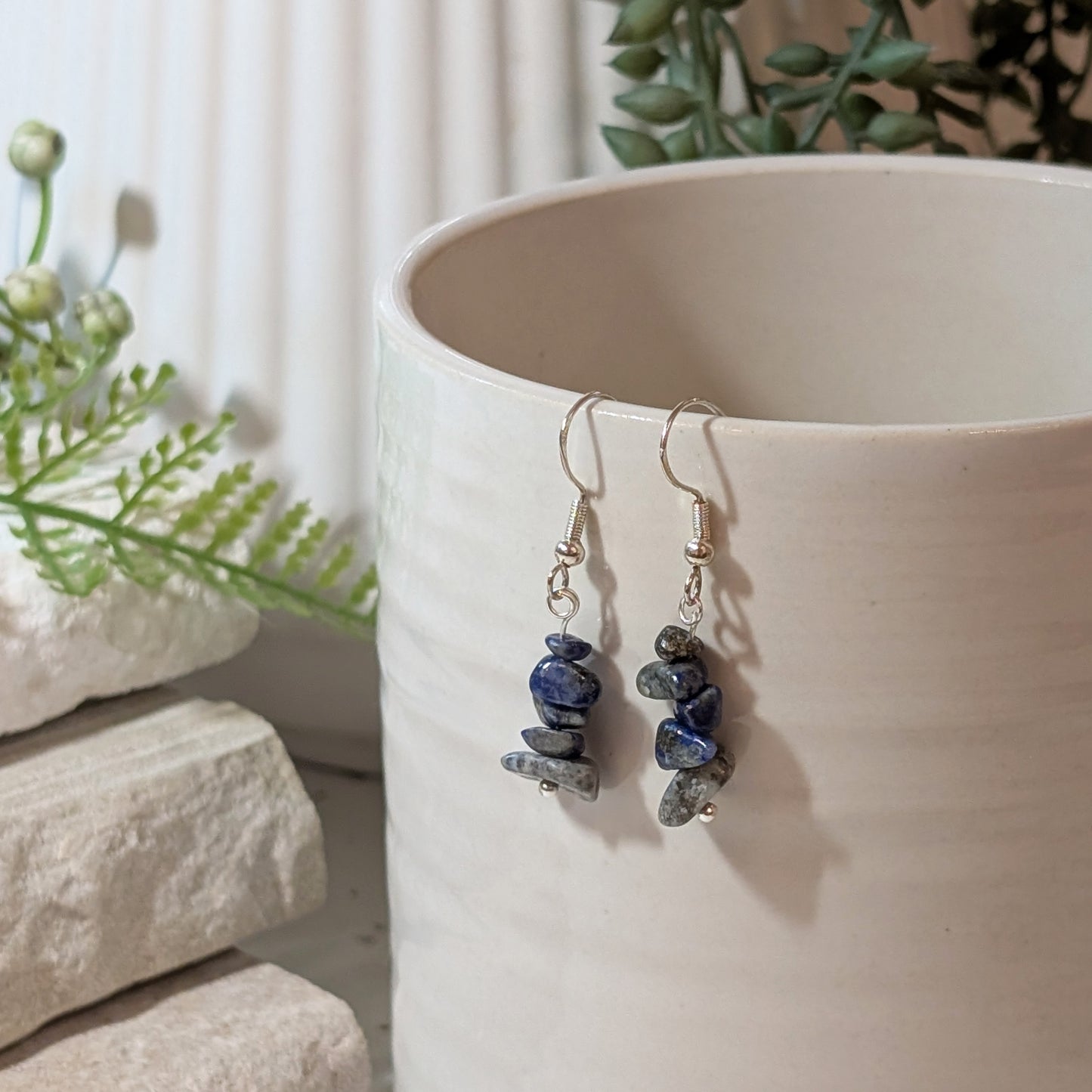 Irregular Lapis Lazuli Earrings | Handmade Gemstone Earrings for Wisdom & Expression