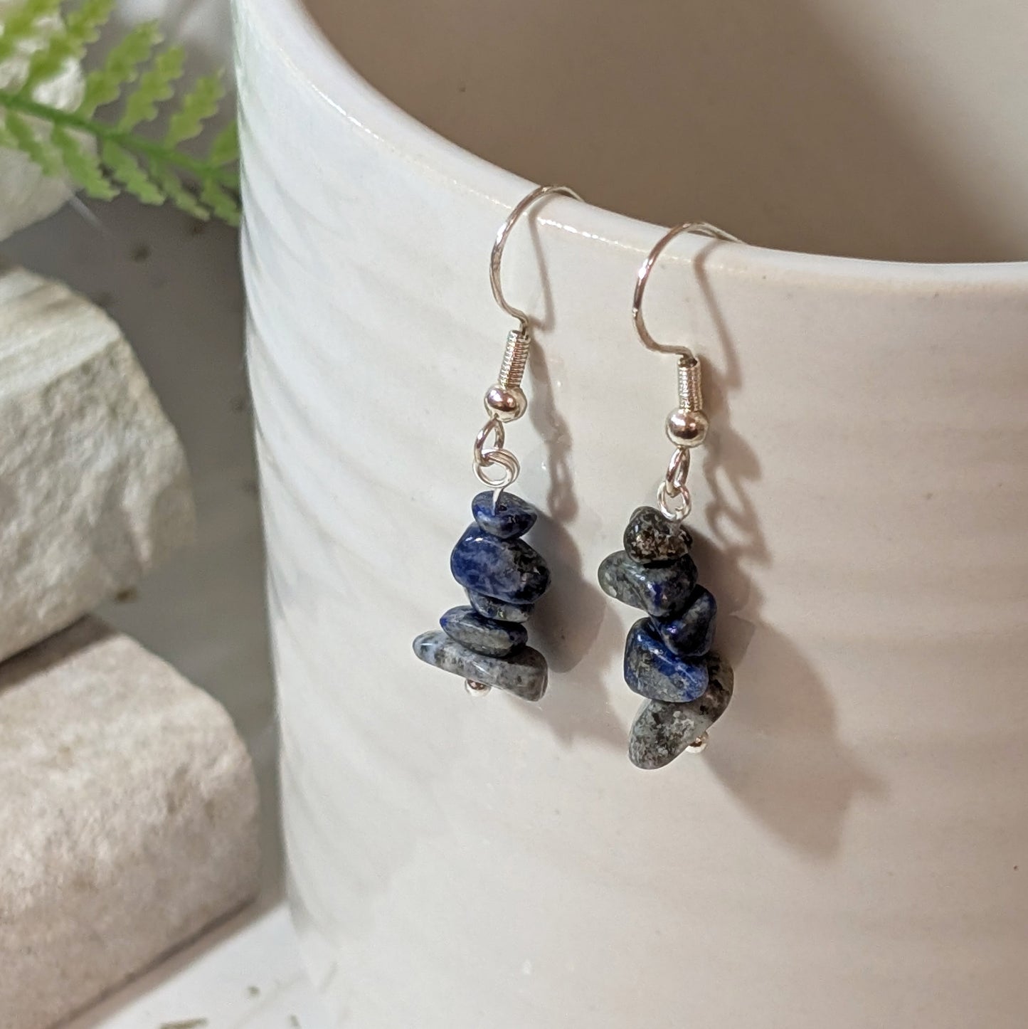 Irregular Lapis Lazuli Earrings | Handmade Gemstone Earrings for Wisdom & Expression