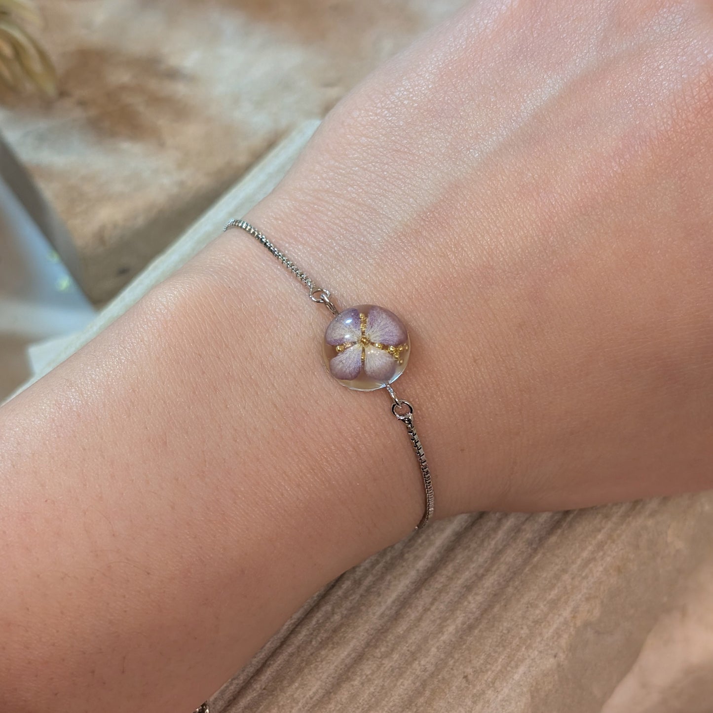 Delicate Small Hydrangea Half Sphere Bracelet | Platinum Plated Nature-Inspired Jewellery