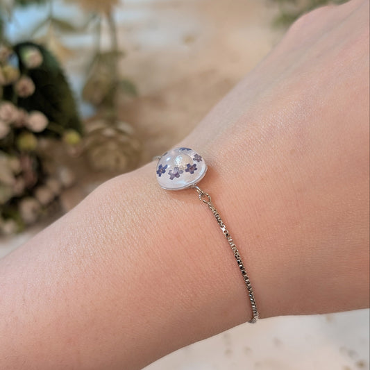 Healing Verbena Pearl Half Sphere Bracelet | Platinum Plated Nature Jewellery