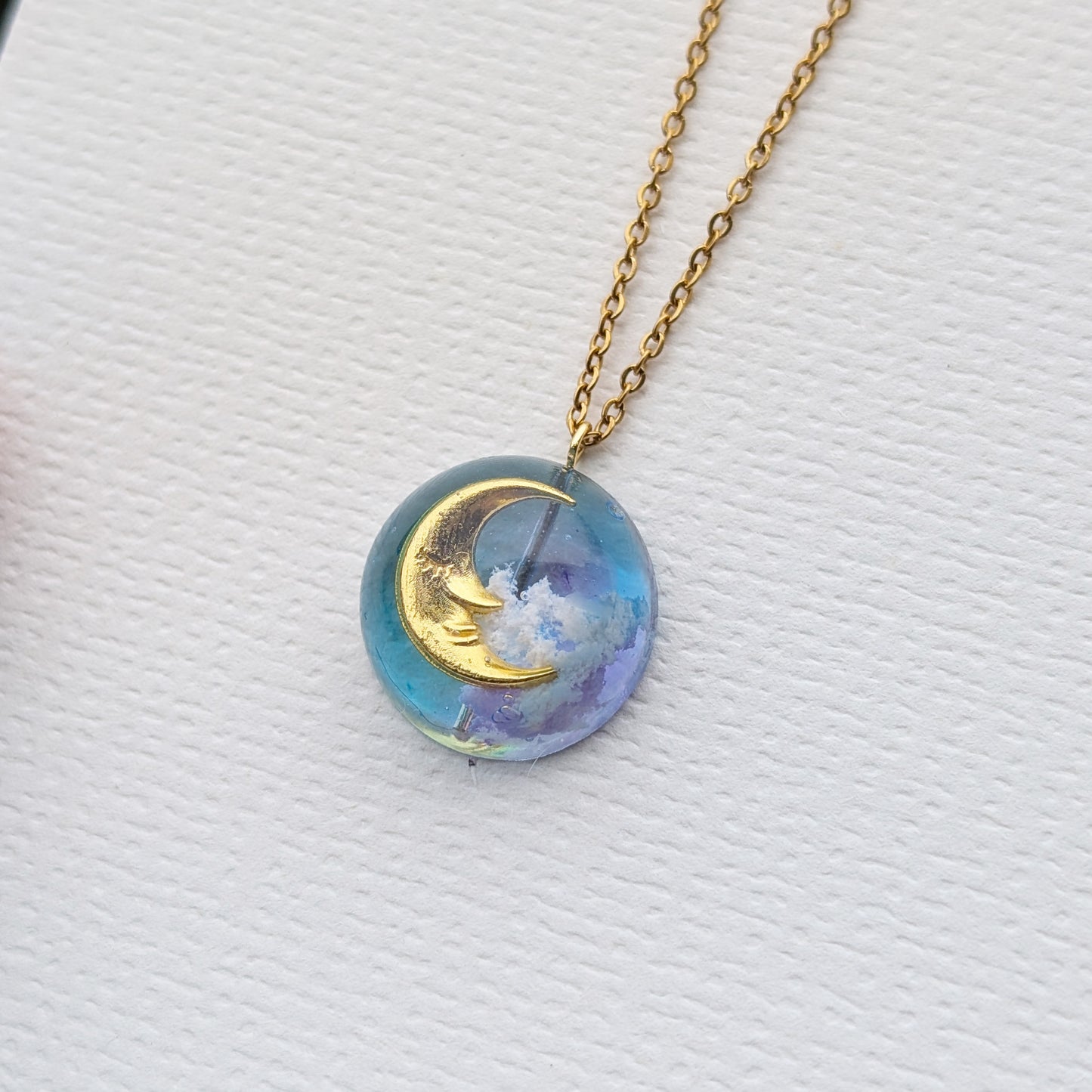 20mm Moon & Cloud Necklace | Delicate Handmade Sky Jewellery