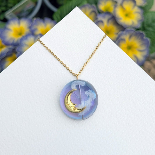 25mm Moon & Cloud Necklace | Handmade Dreamy Sky Jewellery