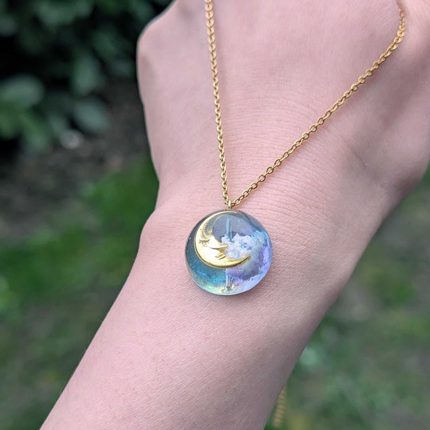 20mm Moon & Cloud Necklace | Delicate Handmade Sky Jewellery