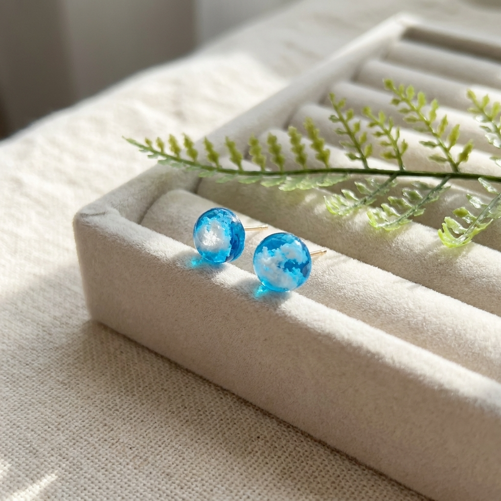 Bright Blue Sky Gold Plated Sterling Silver Stud Earrings | Cloud Jewellery