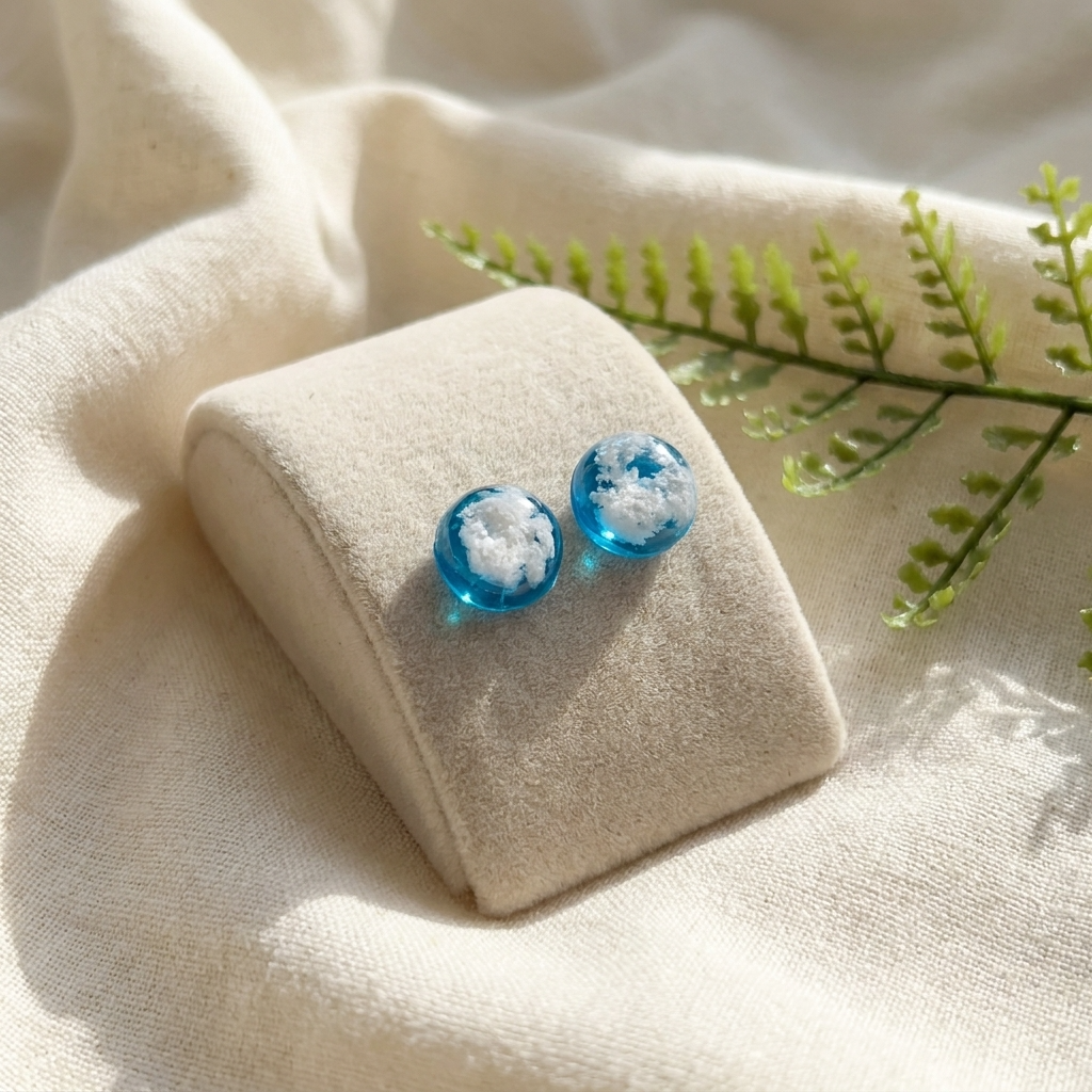 Bright Blue Sky Gold Plated Sterling Silver Stud Earrings | Cloud Jewellery