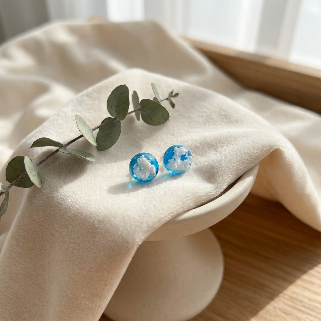 Bright Blue Sky Gold Plated Sterling Silver Stud Earrings | Cloud Jewellery
