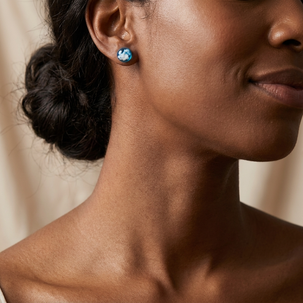 Bright Blue Sky Gold Plated Sterling Silver Stud Earrings | Cloud Jewellery