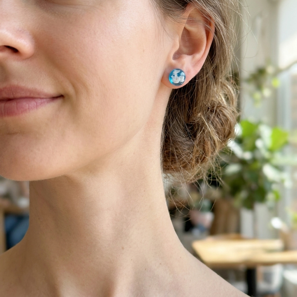 Bright Blue Sky Gold Plated Sterling Silver Stud Earrings | Cloud Jewellery