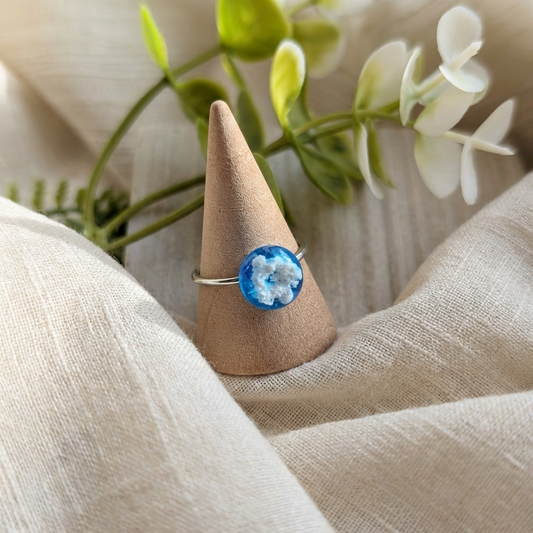 Bright Blue Sky Platinum Plated Adjustable Ring | Cloud Jewellery