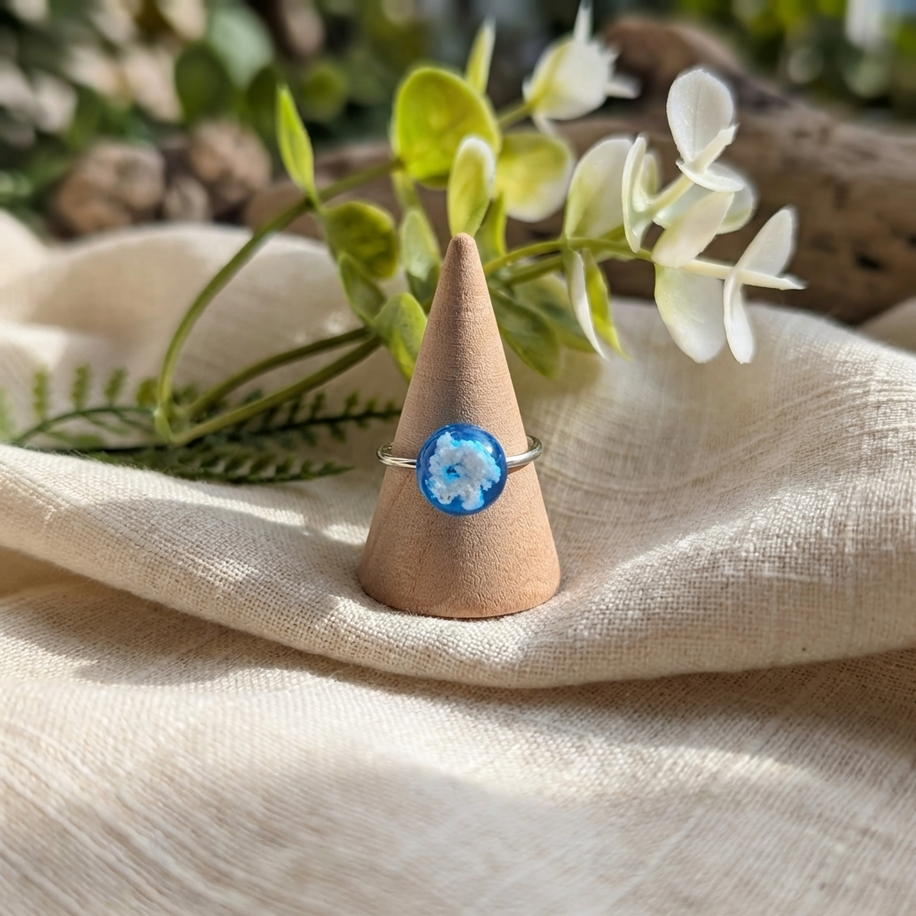 Bright Blue Sky Platinum Plated Adjustable Ring | Cloud Jewellery