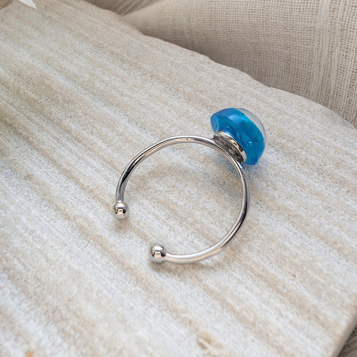 Bright Blue Sky Platinum Plated Adjustable Ring | Cloud Jewellery