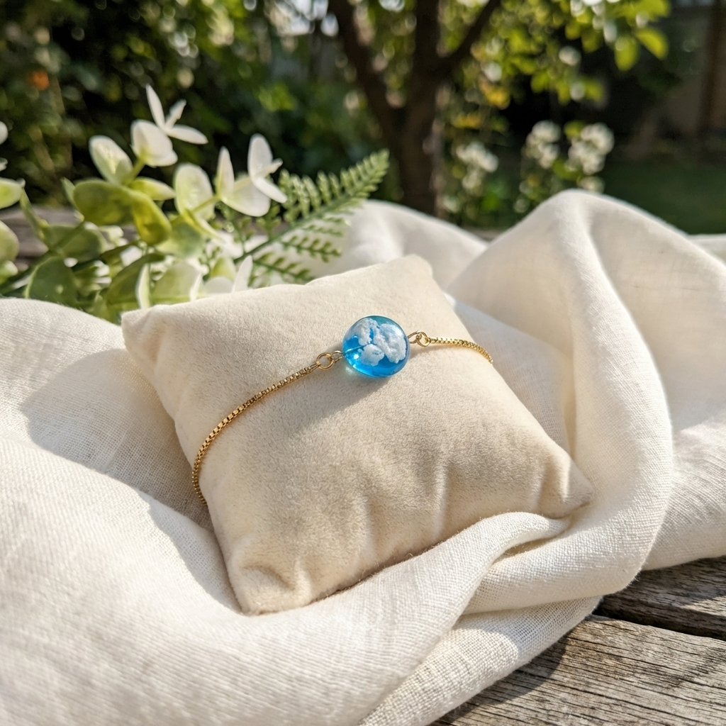 Bright Blue Sky Gold Plated Adjustable Bracelet | Cloud Jewellery