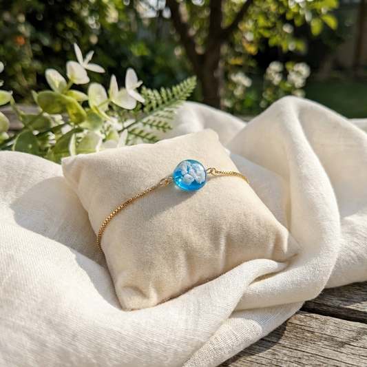 Bright Blue Sky Gold Plated Adjustable Bracelet | Cloud Jewellery