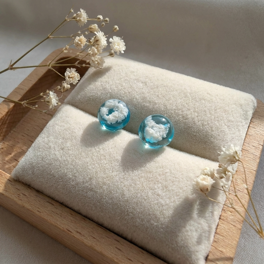 Light Blue Sky 10mm Dome Stud Earrings | Gold Plated Sterling Silver