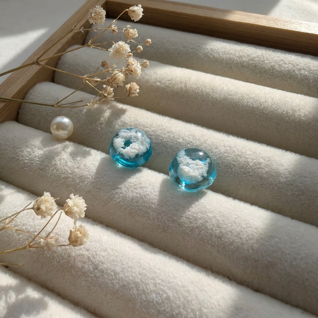 Light Blue Sky Gold Plated Sterling Silver Stud Earrings | Cloud Jewellery